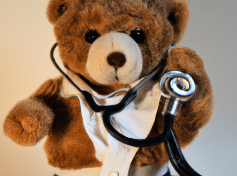 teddy bear wearing a stethoscope