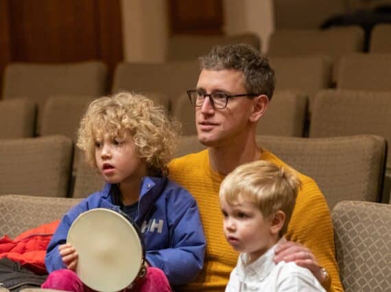 Father with 2 young children