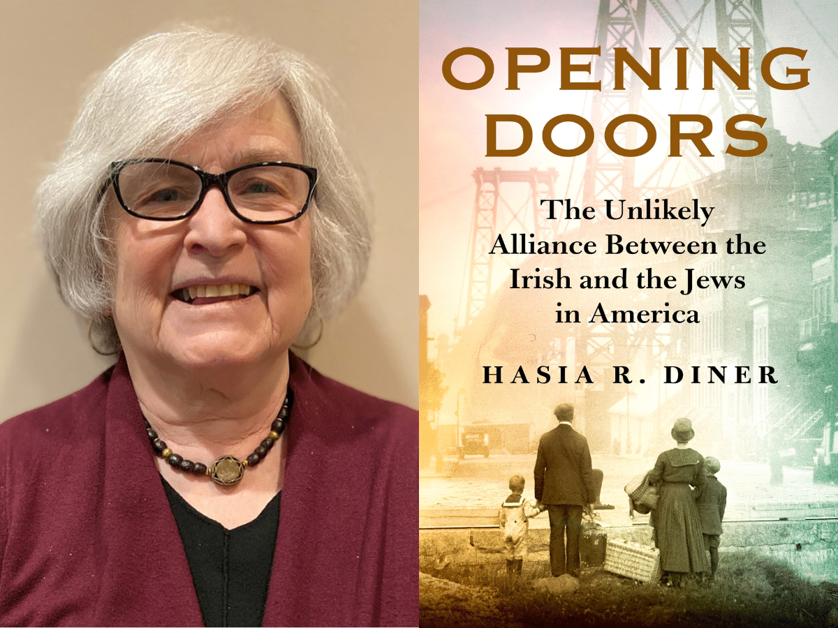 side by side of book cover, "Opening Doors" and author headshot