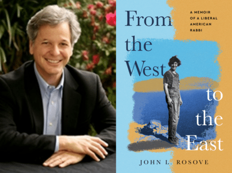 side by side of book cover, "From the West to the East" and author headshot