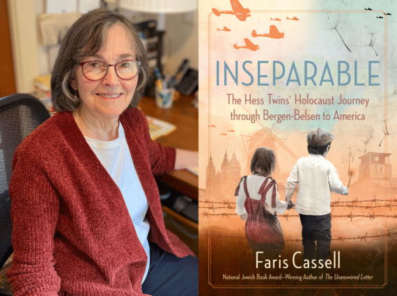 Headshot of Faris Cassell with book cover of "Inseparable"