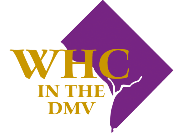 WHC IN THE DMV laid over outline of DC map